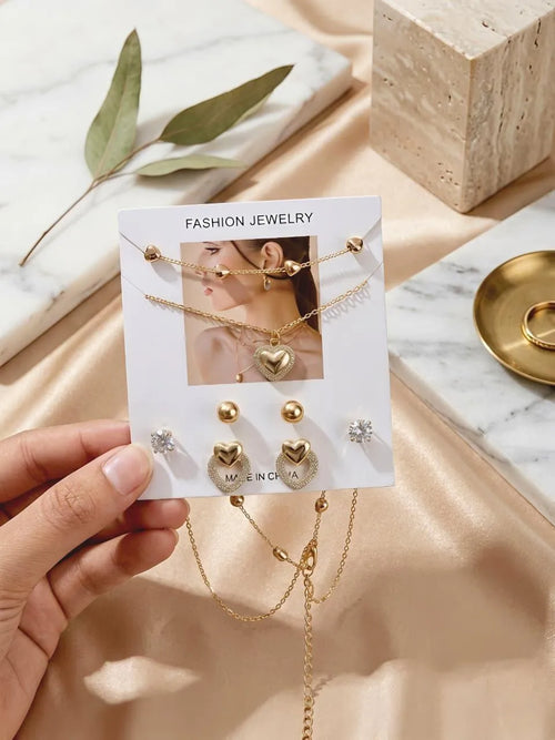 Modern Design Gold Plated Crystal Pendant Set