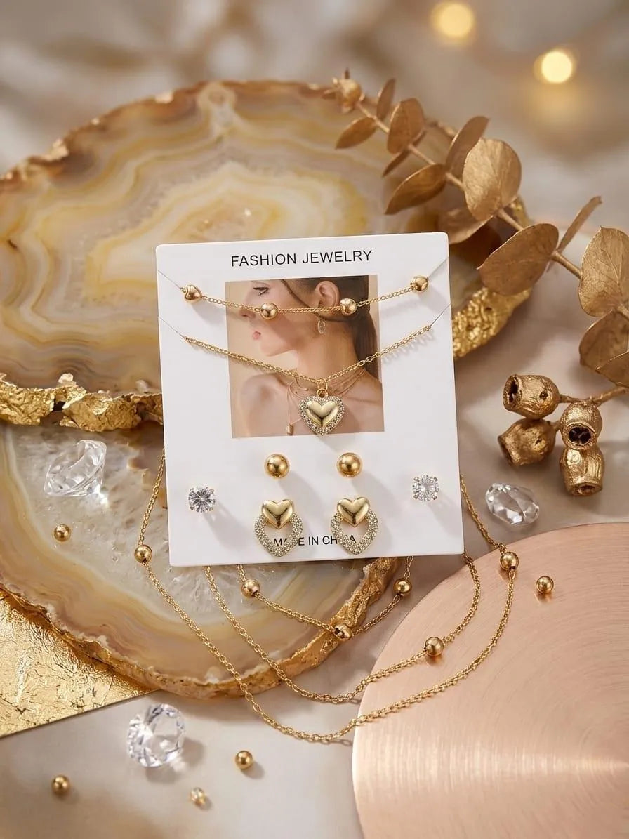 Modern Design Gold Plated Crystal Pendant Set