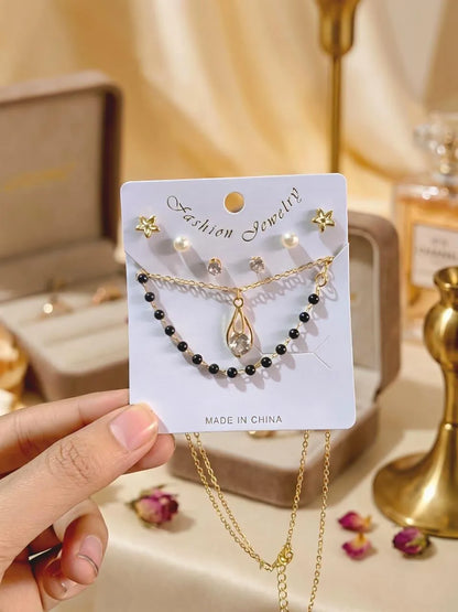 Funky Gold Plated Crystal Pendant Set