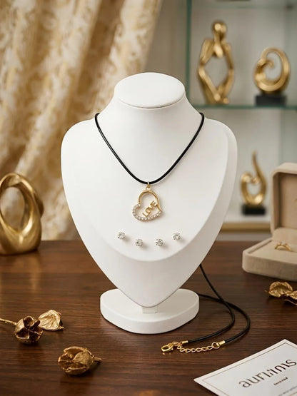 Heart Design Gold Plated Crystal Pendant Set