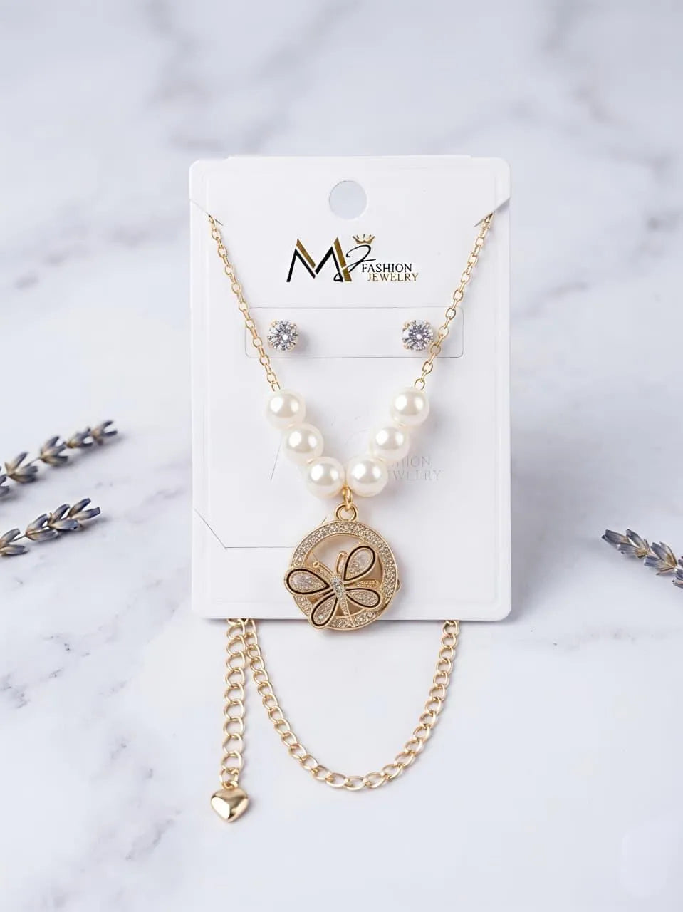 Funky Gold Plated Crystal Pendant Set