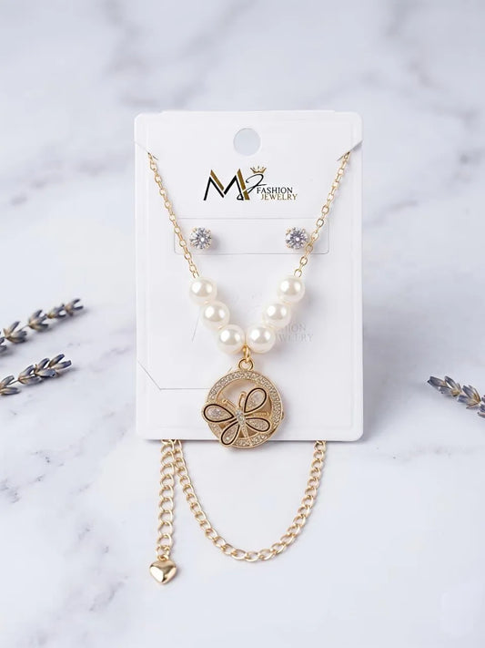 Funky Gold Plated Crystal Pendant Set