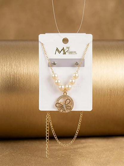 Funky Gold Plated Crystal Pendant Set