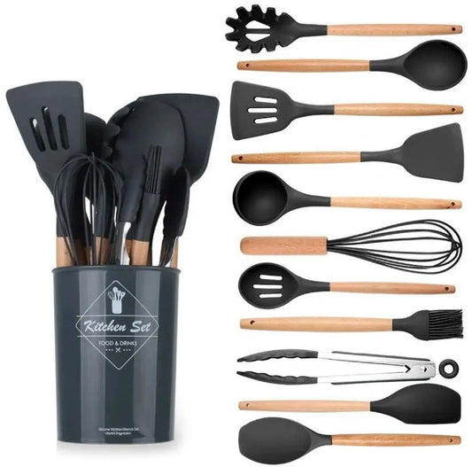Kitchen Utensil Set with Wooden Handles
