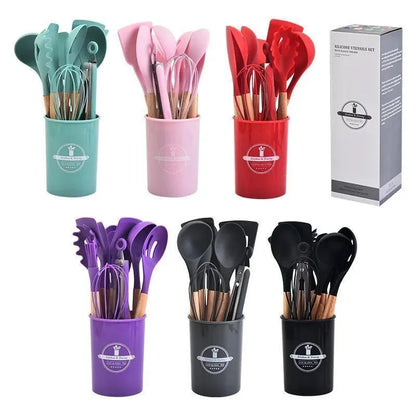 Kitchen Utensil Set with Wooden Handles