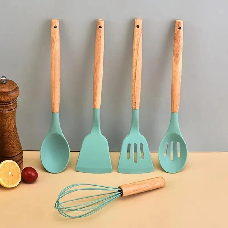 Kitchen Utensil Set with Wooden Handles