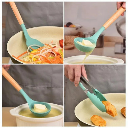 Kitchen Utensil Set with Wooden Handles