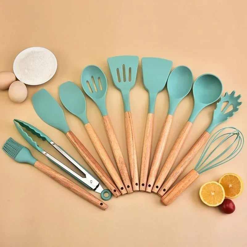 Kitchen Utensil Set with Wooden Handles