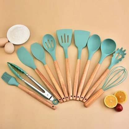 Kitchen Utensil Set with Wooden Handles