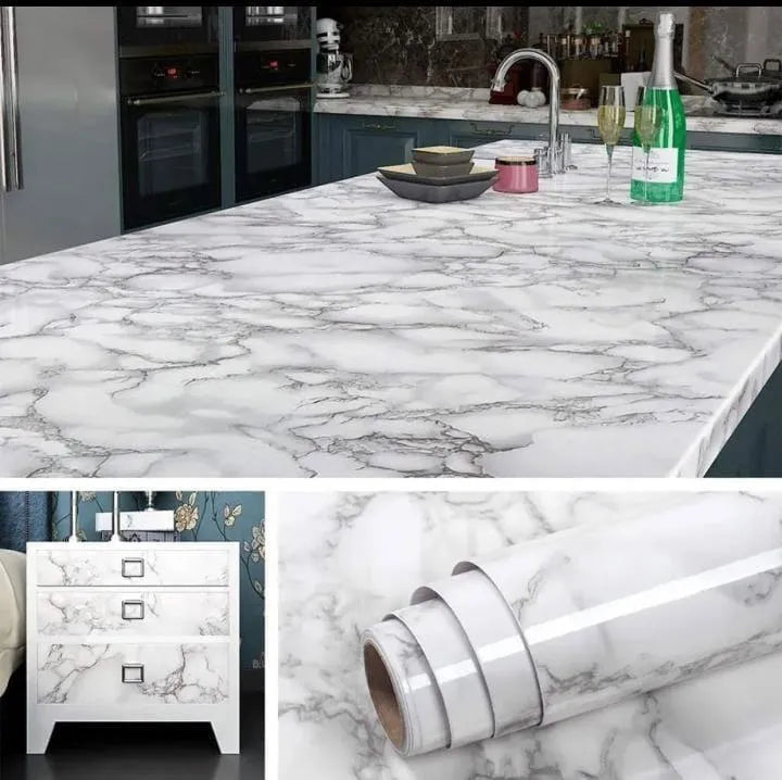 Black & White Marble Wall Sheet Self-Adhesive 200x60cm