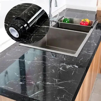 Black & White Marble Wall Sheet Self-Adhesive 200x60cm