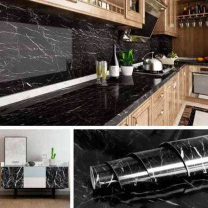 Black & White Marble Wall Sheet Self-Adhesive 200x60cm