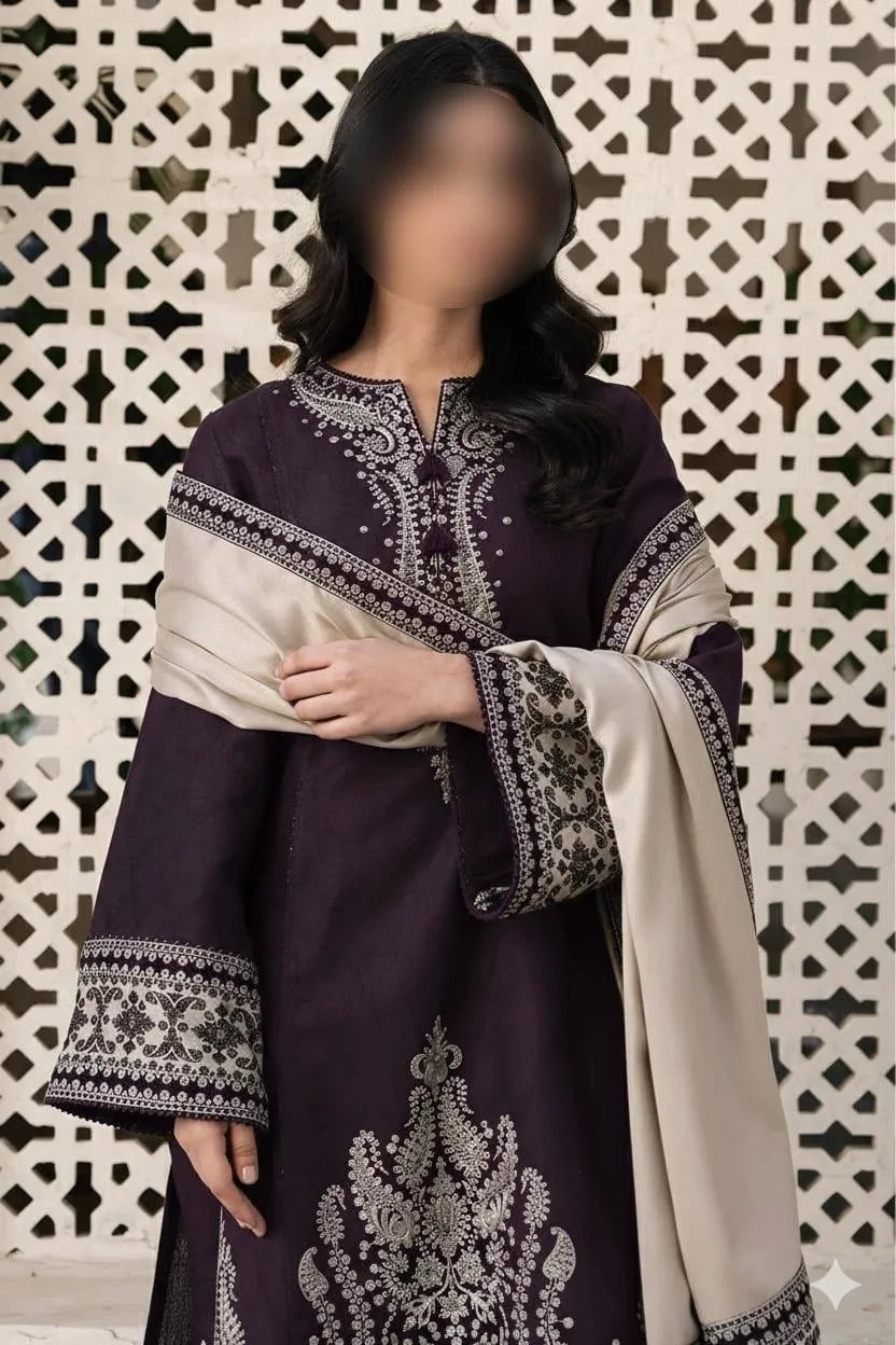 Green Embroidered Women's 3Pcs Lawn Suit Set for Eid Party Wear