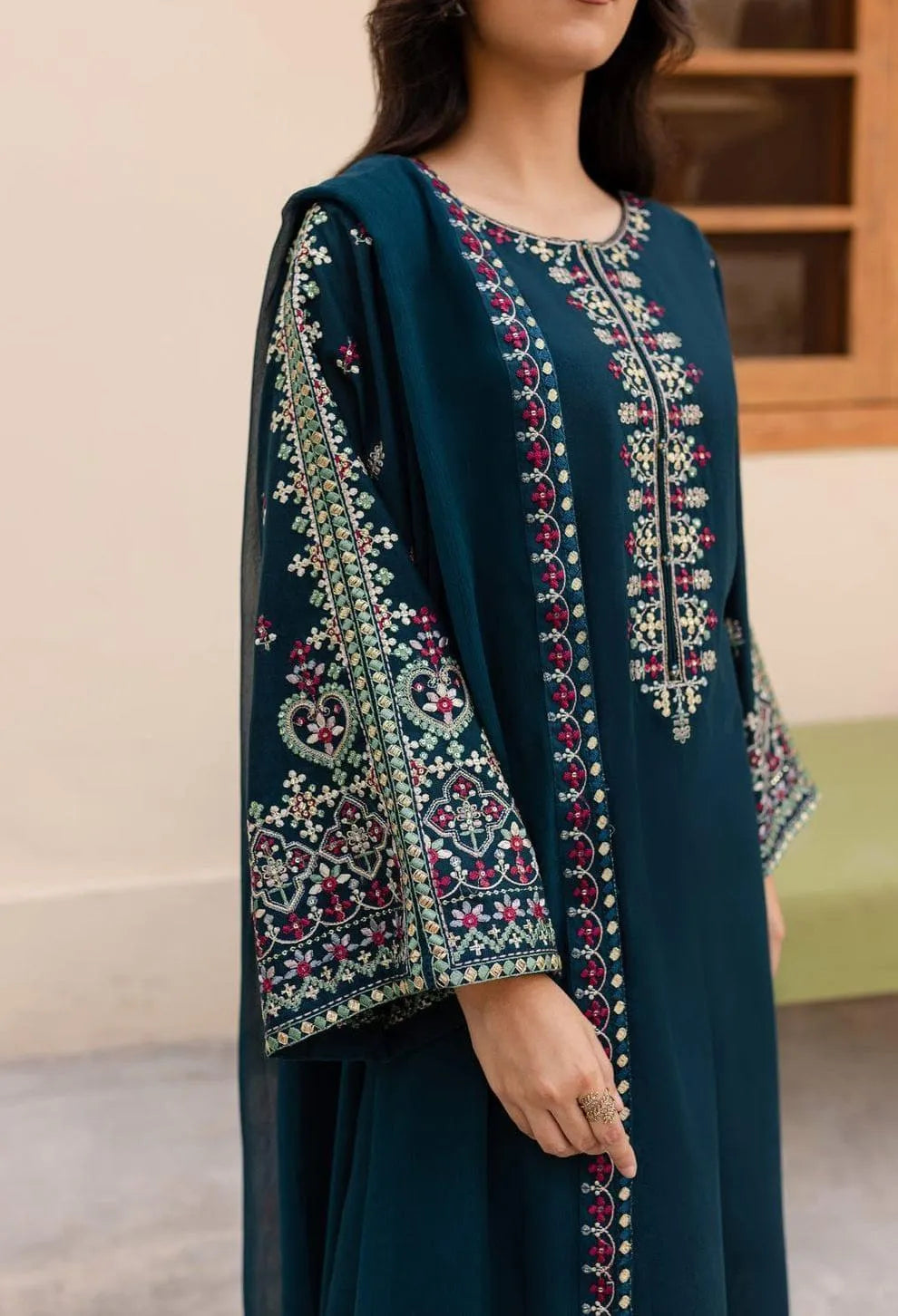 3 Pcs Women's Unstitched Embroidered Suit