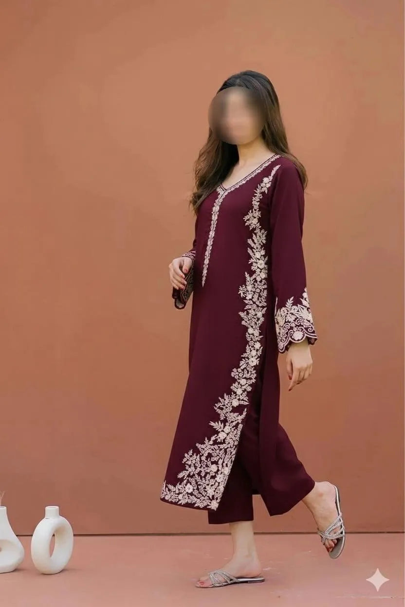 2 Pcs Women's Unstitched Embroidered Suit