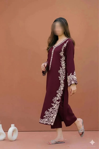 2 Pcs Women's Unstitched Embroidered Suit