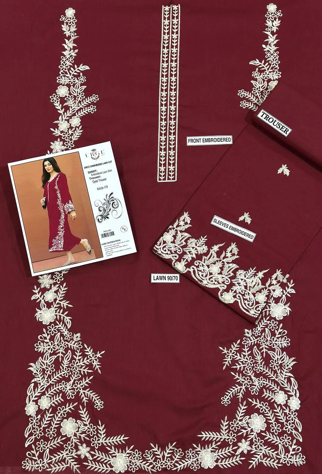 2 Pcs Women's Unstitched Embroidered Suit