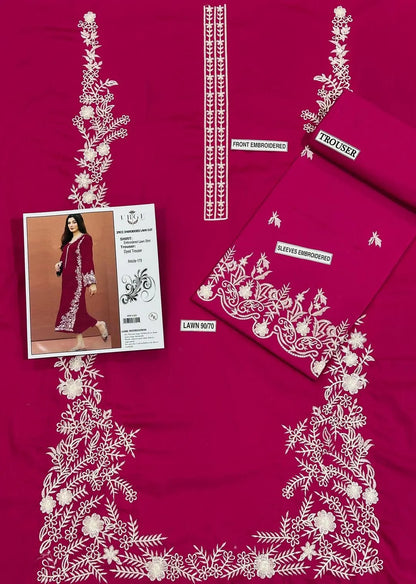 2 Pcs Women's Unstitched Embroidered Suit