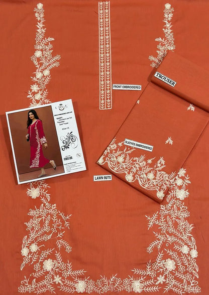 2 Pcs Women's Unstitched Embroidered Suit
