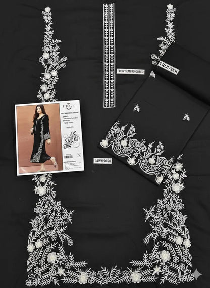 2 Pcs Women's Unstitched Embroidered Suit