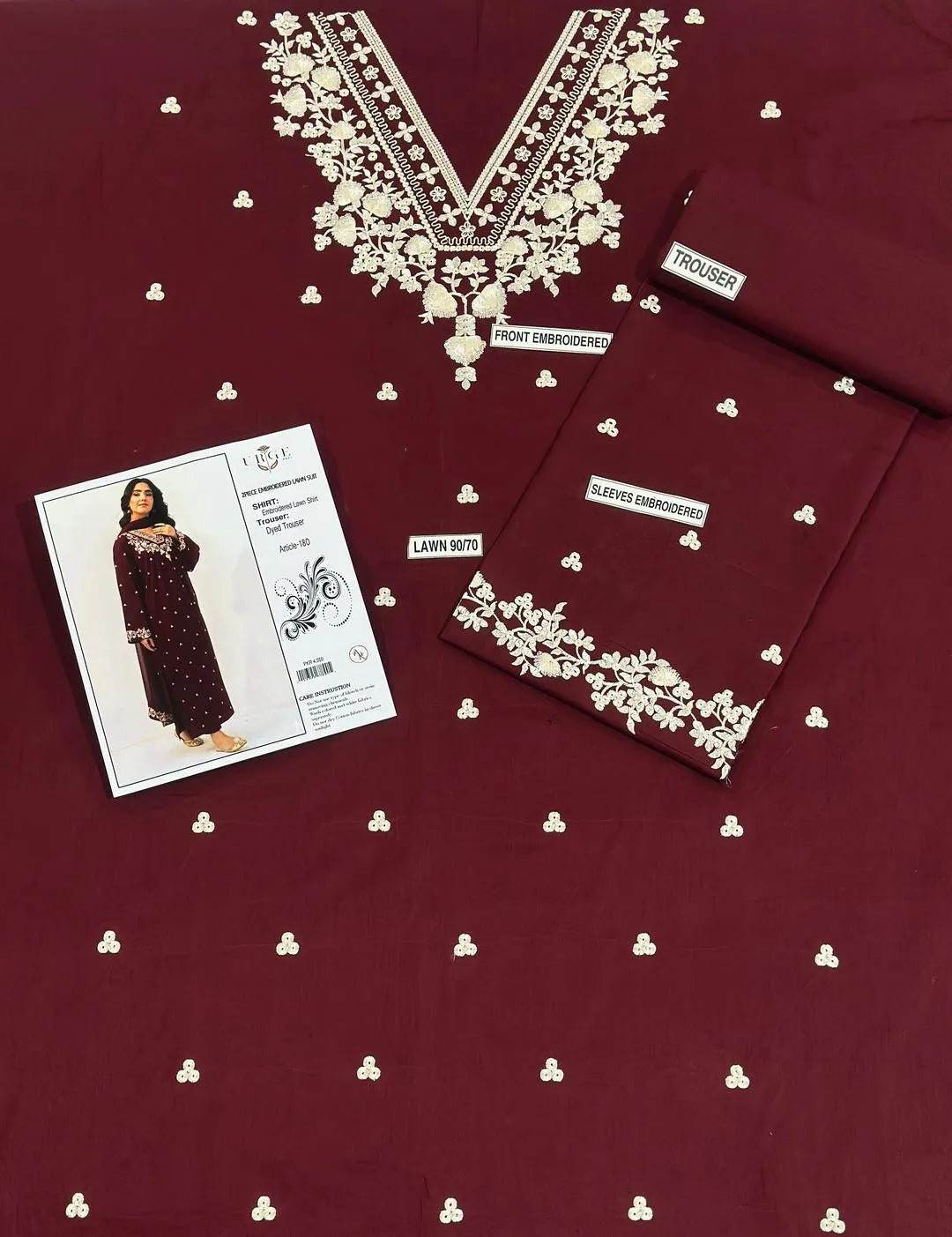2 Pcs Women's Unstitched Embroidered Suit