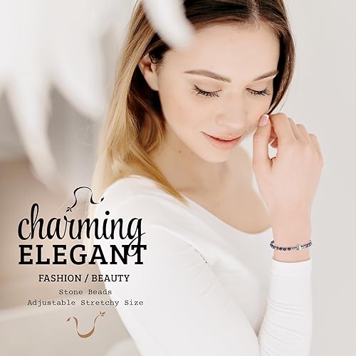 Inspirational Gifts Bracelets for Women Birthday: Healing Natural Stone Beaded Bracelets - Thinking of You Get Well Soon Christmas Day Gifts for Women Friends Sister Bestie Mom Daughter