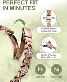 Feraco Pure Copper Bracelets for Women, Ultra Strength Magnetic Therapy Bracelet for Pain Relief with Neodymium Magnets & Sparkling Cubic Zirconia, Adjustable, Infinite Clover Jewelry