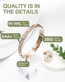 Feraco Pure Copper Bracelets & Rings for Women, Ultra Strength Magnetic Bracelet for Women with Neodymium Magnets & Sparkling Cubic Zirconia, Adjustable, Infinite Clover Jewelry