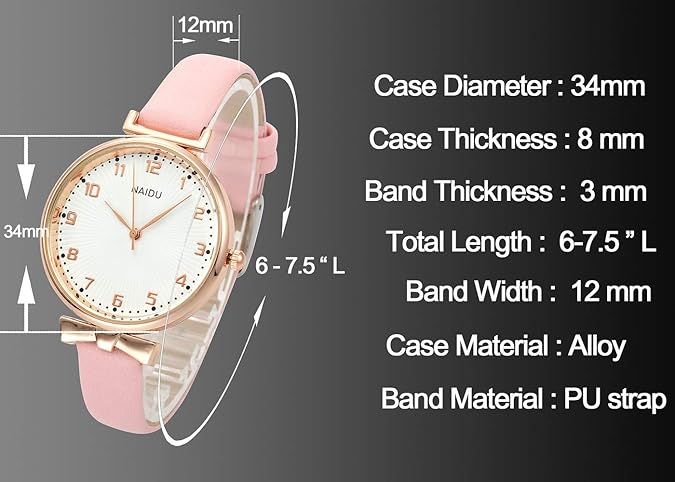 Top Plaza Womens Ladies Classic Simple Leather Analog Quartz Wrist Watch Rose Gold Case Arabic Numerals Casual Dress Watches