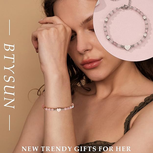 Christmas Gifts for Women, Stocking Stuffers for Teens Beaded Bracelets for Women Gifts for Mom Christmas Gift Mothers Day Gift for Grandma Daughter Bonus Mom Nature Stone Bead Bracelet Graduation Jewelry for Her 2026