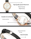 Top Plaza Womens Ladies Classic Simple Leather Analog Quartz Wrist Watch Rose Gold Case Arabic Numerals Casual Dress Watches