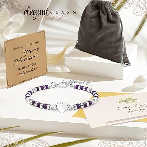 Inspirational Gifts Bracelets for Women Birthday: Healing Natural Stone Beaded Bracelets - Thinking of You Get Well Soon Christmas Day Gifts for Women Friends Sister Bestie Mom Daughter