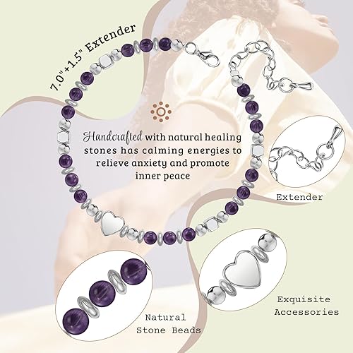 Inspirational Gifts Bracelets for Women Birthday: Healing Natural Stone Beaded Bracelets - Thinking of You Get Well Soon Christmas Day Gifts for Women Friends Sister Bestie Mom Daughter