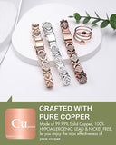 Feraco Pure Copper Bracelets & Rings for Women, Ultra Strength Magnetic Bracelet for Women with Neodymium Magnets & Sparkling Cubic Zirconia, Adjustable, Infinite Clover Jewelry