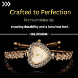 Halukakah Kids' Sparkling Diamond Watch - 18k Real Gold/Rose Gold/Platinum Plated - Heart Dial - Quartz Adjustable Stainless Steel Wristwatch - Suitable for Girls and Boys