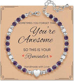 Inspirational Gifts Bracelets for Women Birthday: Healing Natural Stone Beaded Bracelets - Thinking of You Get Well Soon Christmas Day Gifts for Women Friends Sister Bestie Mom Daughter