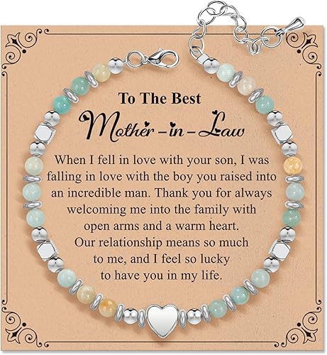 Inspirational Gifts Bracelets for Women Birthday: Healing Natural Stone Beaded Bracelets - Thinking of You Get Well Soon Christmas Day Gifts for Women Friends Sister Bestie Mom Daughter