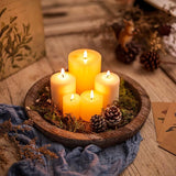 Hanobe Candle Plate Holder Tray: Round Wood Decorative Candle Plate Decor Farmhouse Table Centerpiece Rustic Wood Tealight Pillar Trays for Christmas Wedding Halloween Home Decor