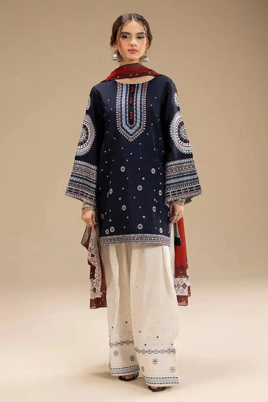 Blue Embroidered 3 Pcs Women's Lawn Suit