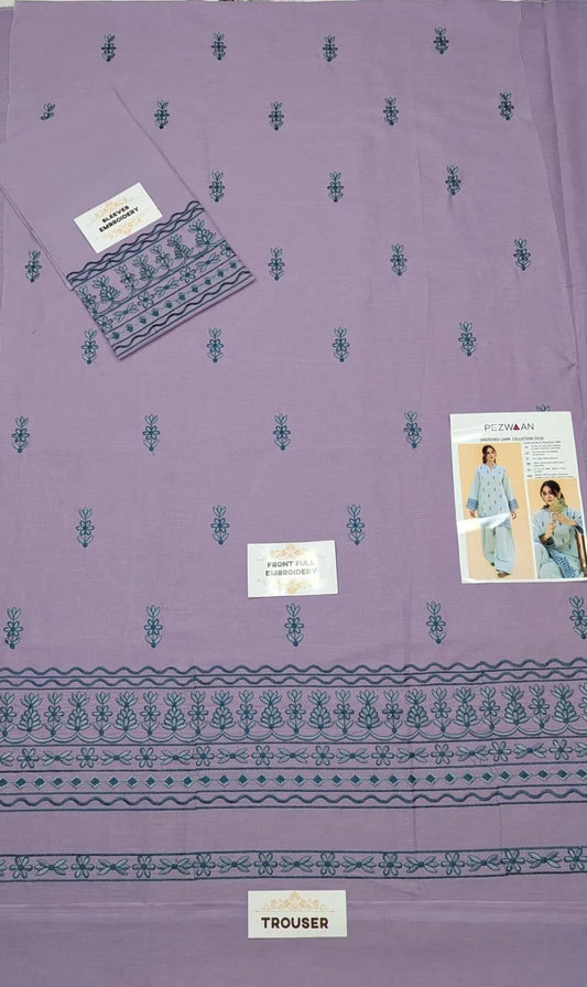 2 Pcs Women's Unstitched Embroidered Suit