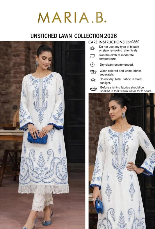 2 Pcs Women's Unstitched Embroidered Suit