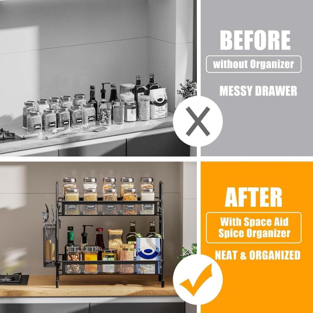 Black Stainless Steel Kitchen Storage Rack Organizer