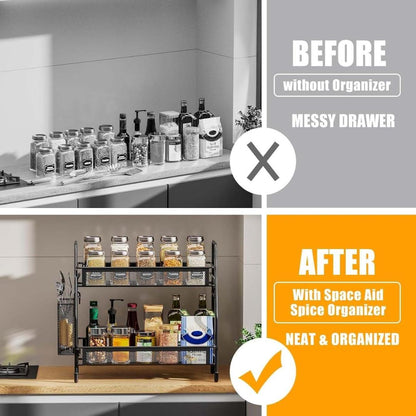 Black Stainless Steel Kitchen Storage Rack Organizer