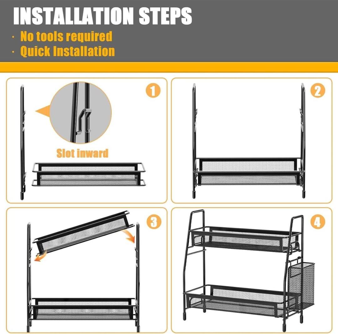 Black Stainless Steel Kitchen Storage Rack Organizer
