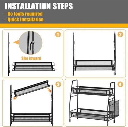 Black Stainless Steel Kitchen Storage Rack Organizer