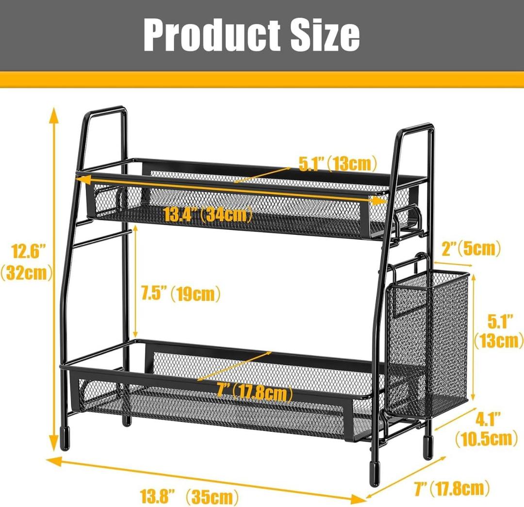 Black Stainless Steel Kitchen Storage Rack Organizer
