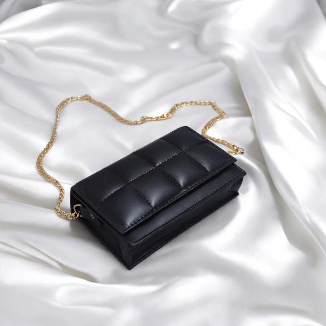 Black Quilted Crossbody Bag for Girls