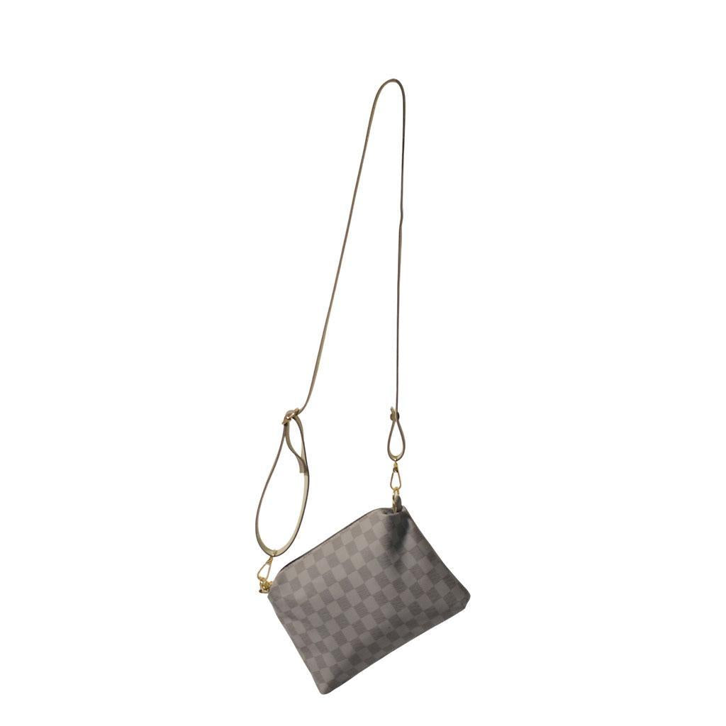 Grey Checkered 3-Piece Women's PU Leather Shoulder Bag Set