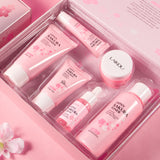 LAIKOU Moisturizing Reduce Fine Lines Brighten Skin Tone Care Toner Cream Eye Cream Cleanser 6Pcs Sakura Facial Set Skin Care